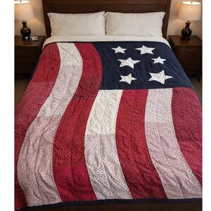 Patchwork made in the USA Patriotic Red, White, and Blue Quilt